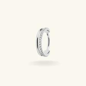 Aliona - double piercing lobe torsadé - Aliona couleur argent - 8mm