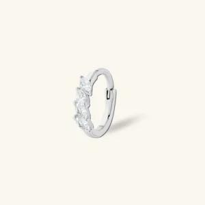 Riley - piercing anneau strass lobe (couleur argent) - Riley couleur argent - 10mm