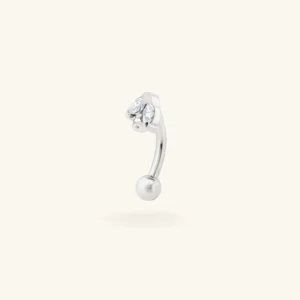 Ruby - piercing banane 8mm couleur argent