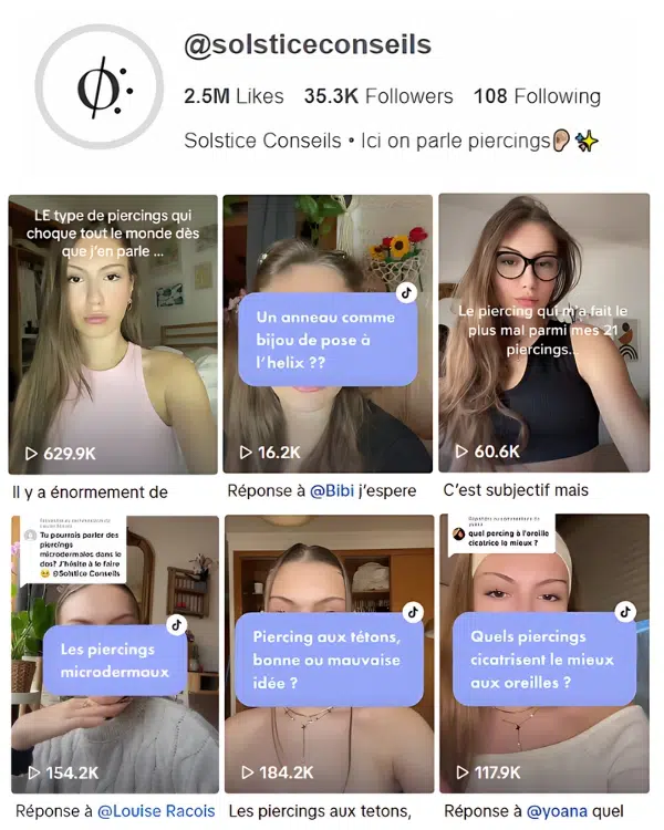 Capture d'écran du compte Solstice Conseil sur Tiktok