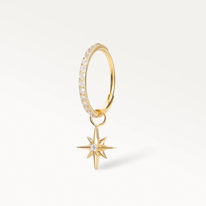 Anneau de piercing doré avec pendentif étoile serti d’un zircon, bijou raffiné