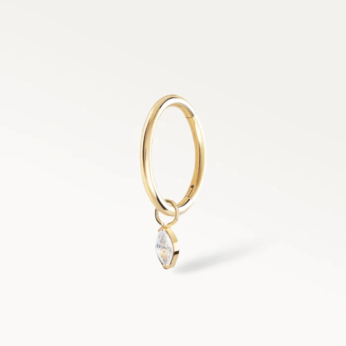 Anneau de piercing doré avec pendentif zircon en goutte, bijou raffiné et lumineux