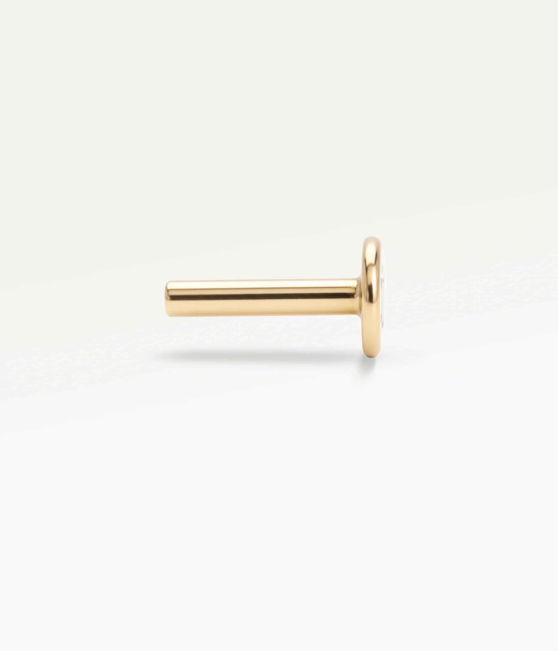 Barre de labret dorée de 8 mm, tige droite avec base plate