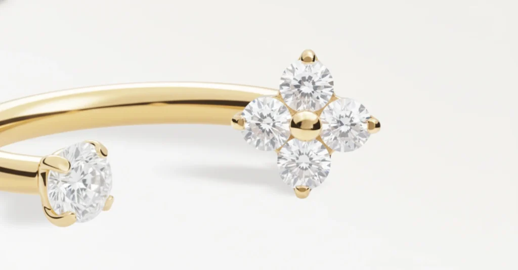 Boucle d’oreille en titane doré ASTM F136 à double chaîne, bijou hypoallergénique chic