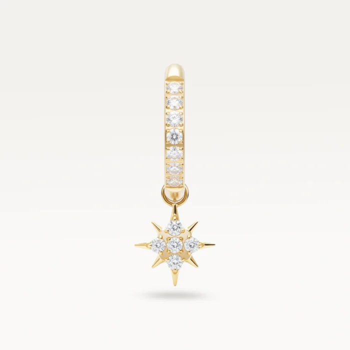 Créoles dorées pendentif étoile serties de zircons – style moderne