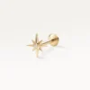Piercing labret doré en forme d’étoile à huit branches, orné d’un zircon central