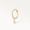 Piercing anneau doré avec pendentif goutte sertie d’un zircon, bijou raffiné et élégant