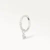 Piercing anneau argenté orné d’un pendentif goutte en zircon, style délicat et lumineux