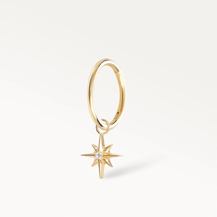 Piercing anneau doré avec pendentif étoile sertie d’un zircon, bijou raffiné et brillant