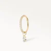 Piercing anneau doré avec pendentif zircon en forme de goutte, bijou raffiné et élégant