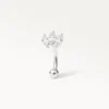 Piercing banane fleur argenté avec trois pierres taille marquise
