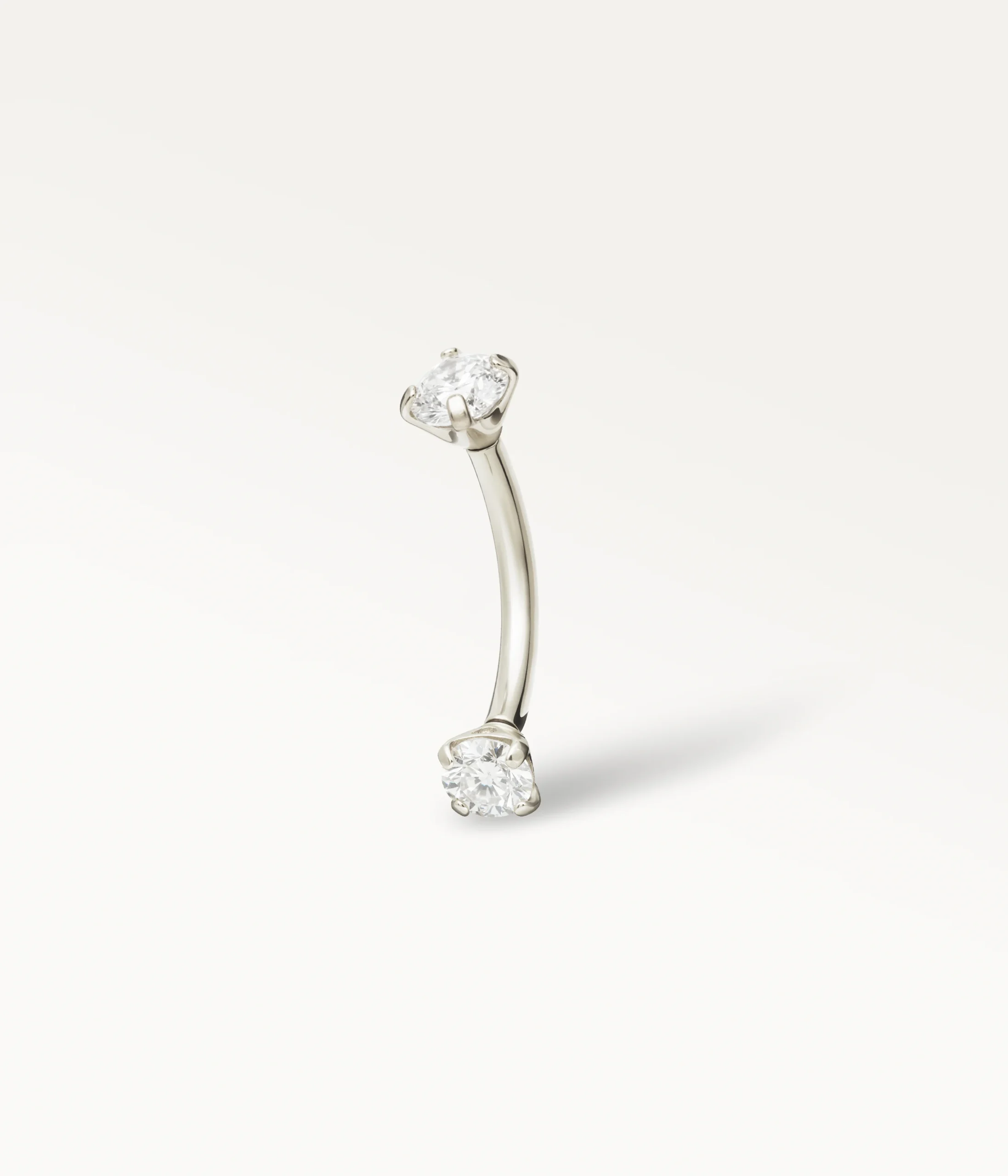 Piercing banane en titane serti de deux strass de 2 mm, bijou hypoallergénique