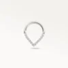Piercing daith argenté en forme de triangle orné de strass, bijou raffiné