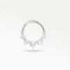 Piercing daith et septum en anneau argenté orné de strass brillants, bijou délicat et raffiné