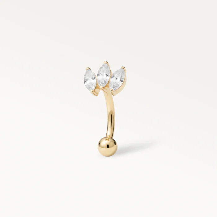 Piercing d’oreille banane fleur doré – bijou élégant et lumineux
