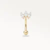 Piercing d’oreille banane fleur en or Evergold avec trois cristaux
