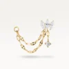 Piercing d’oreille doré à double chaîne ornée de zircons, bijou lumineux et délicat