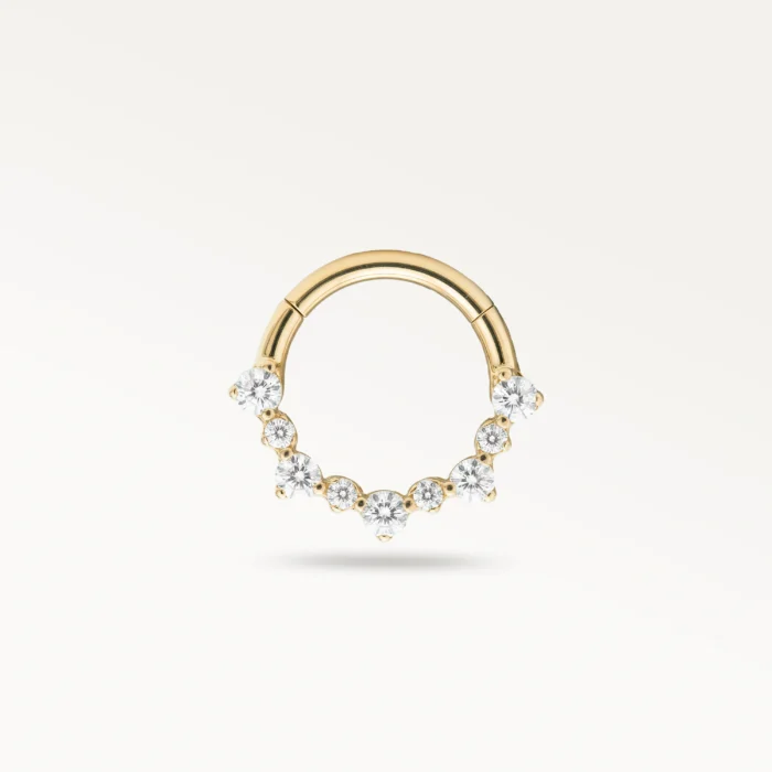 Piercing septum doré orné de zircons brillants, bijou fin et élégant