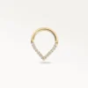 Piercing septum doré en forme de triangle serti de strass brillants, design chic