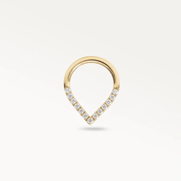 Piercing septum doré en forme de triangle serti de strass brillants, design chic