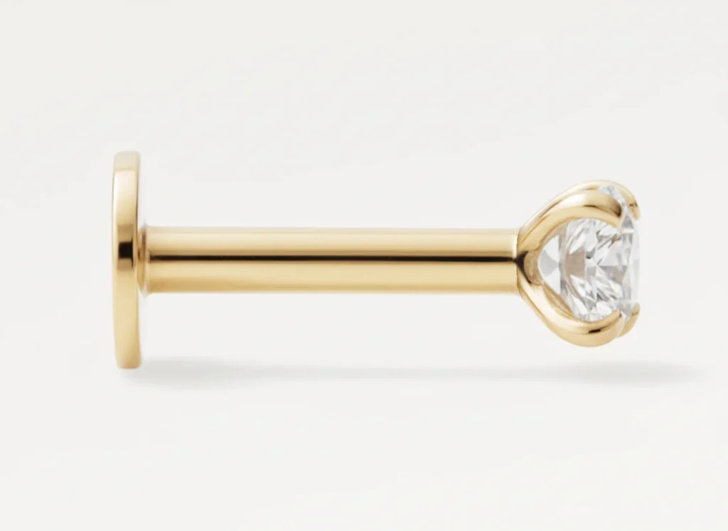 Piercing Evergold doré avec strass lumineux, bijou d’oreille intemporel