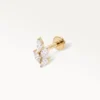Piercing feuille doré avec quatre cristaux étincelants, accessoire de luxe pour hélix