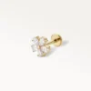 Piercing fleur camélia doré avec cristaux en forme de pétales, bijou d'oreille de luxe