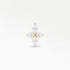 Piercing stud fleur doré orné de zircons marquise, vue frontale éclatante pour hélix